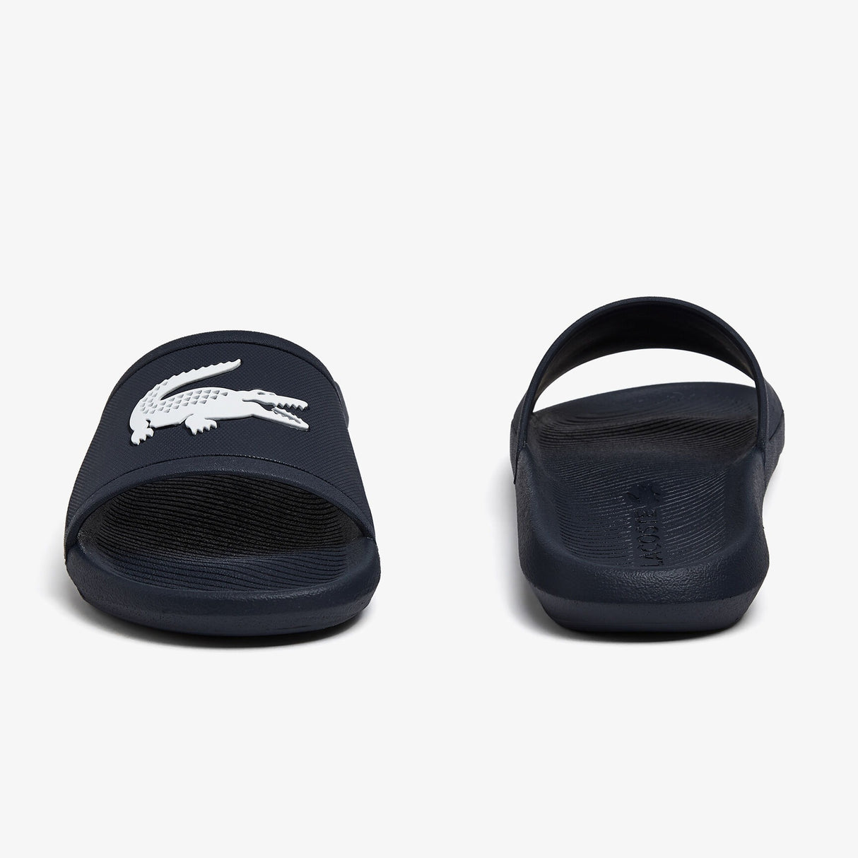 LACOSTE - Men's Croco Synthetic Slides - Navy
