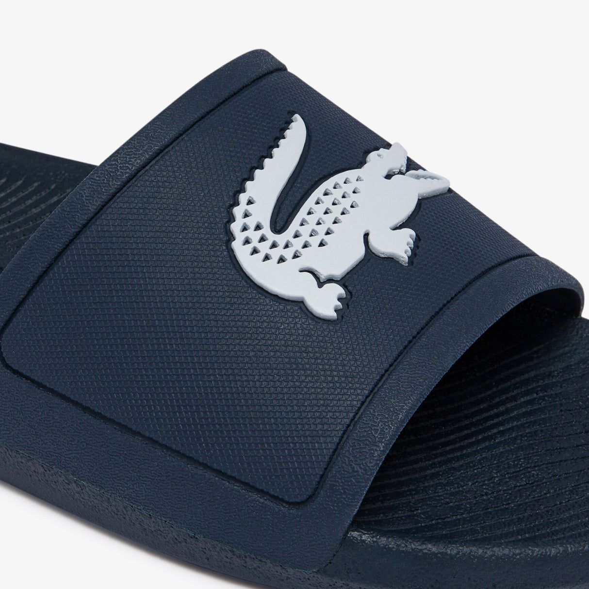LACOSTE - Men's Croco Synthetic Slides - Navy