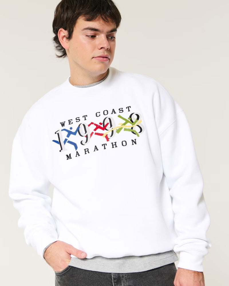 Hollister - Boxy West Coast Marathon Graphic Crew Sweatshirt