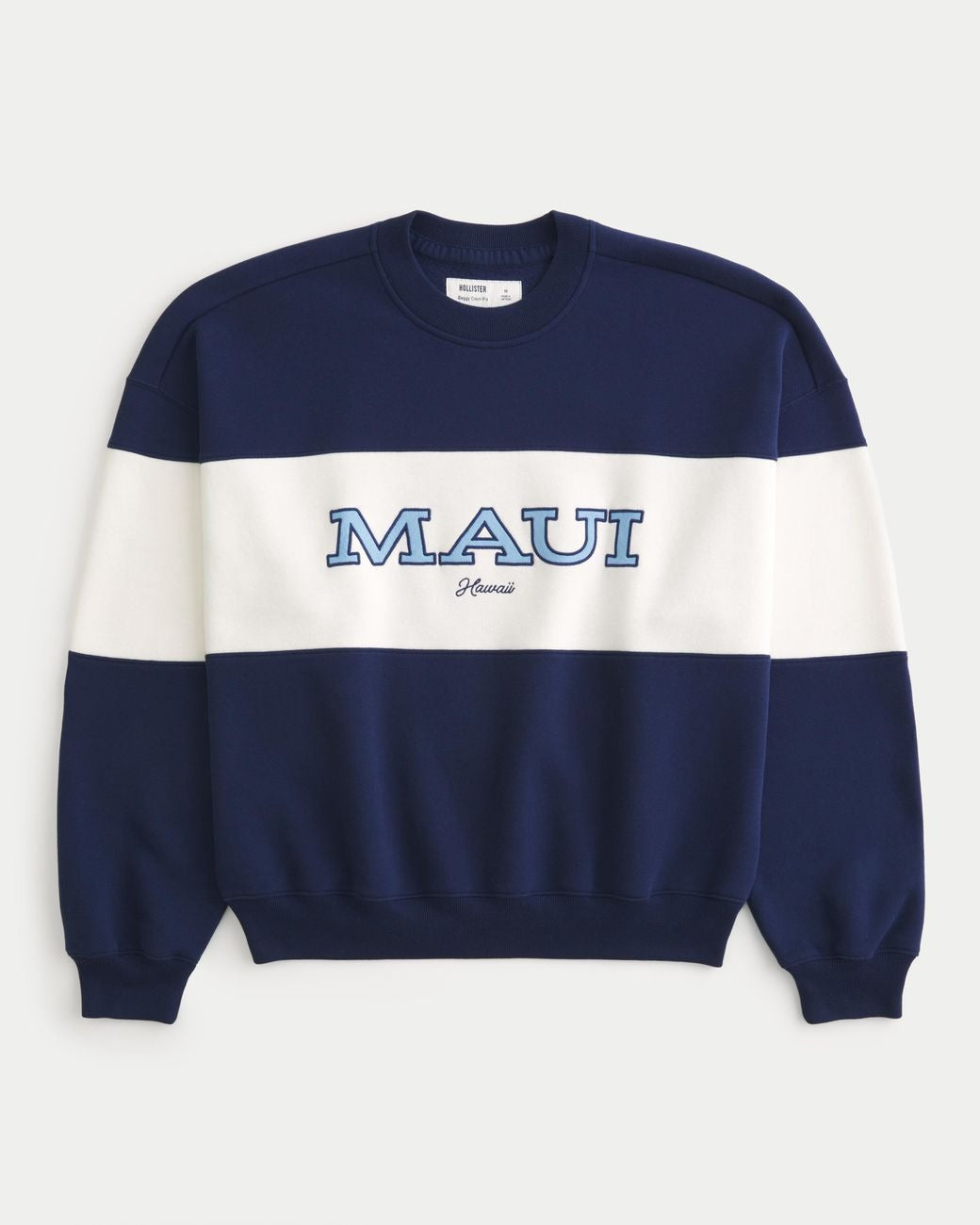 Hollister - Men's Blue Baggy Cinch Maui Graphic Crew Sweatshirt