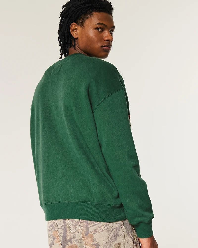 Hollister - Boxy University of Miami Hurricanes Graphic Crew Sweatshirt