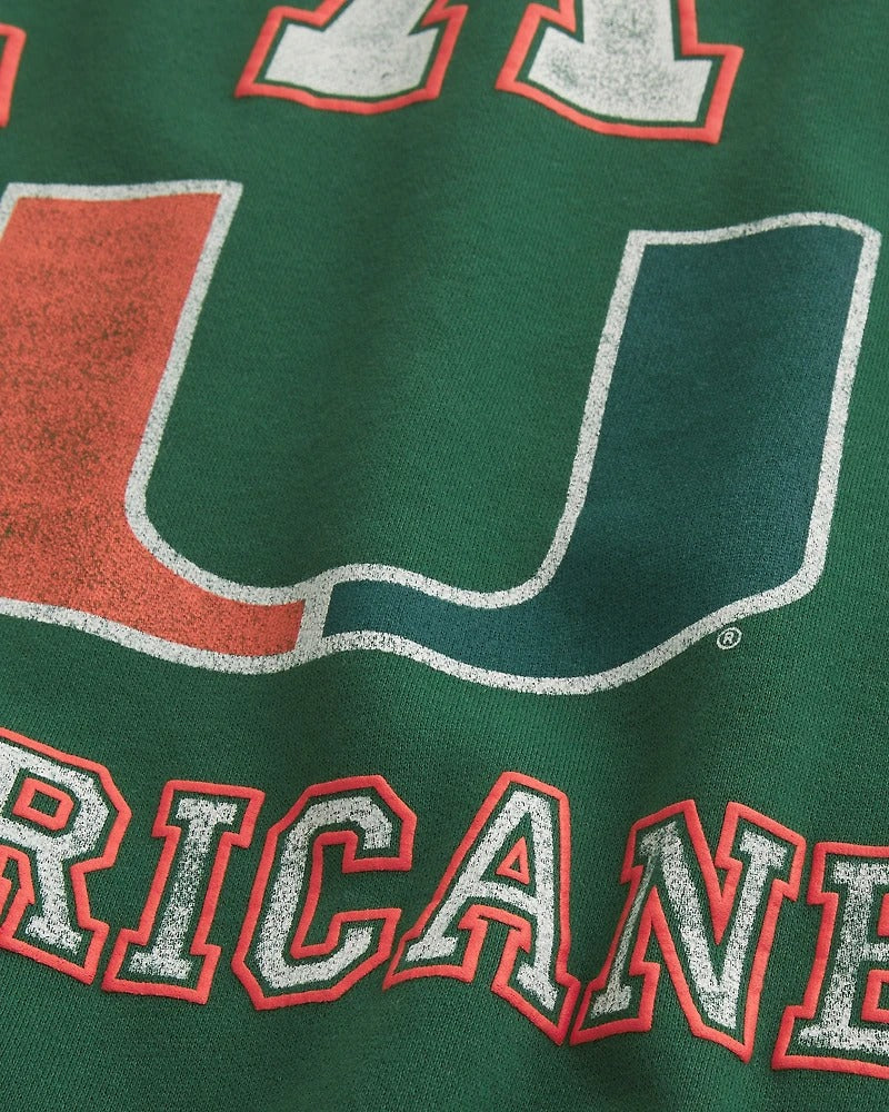 Hollister - Boxy University of Miami Hurricanes Graphic Crew Sweatshirt