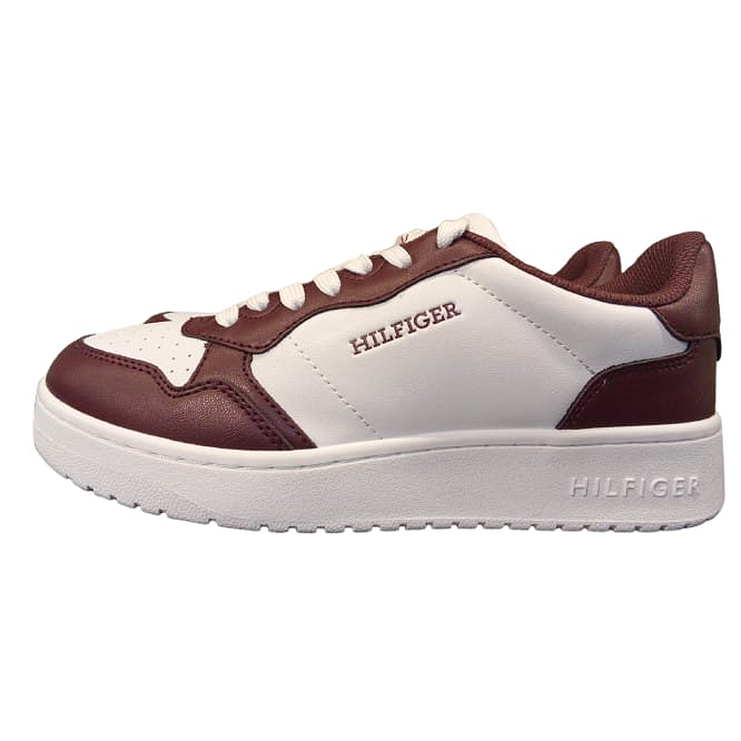 Tommy Hilfiger Men’s Heritage Court Leather Sneaker – White & Chocolate Brown