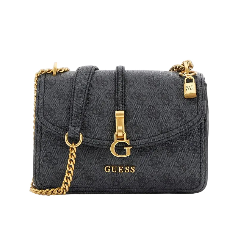 Guess Women’s Monogram Crossbody Bag with Gold Chain
