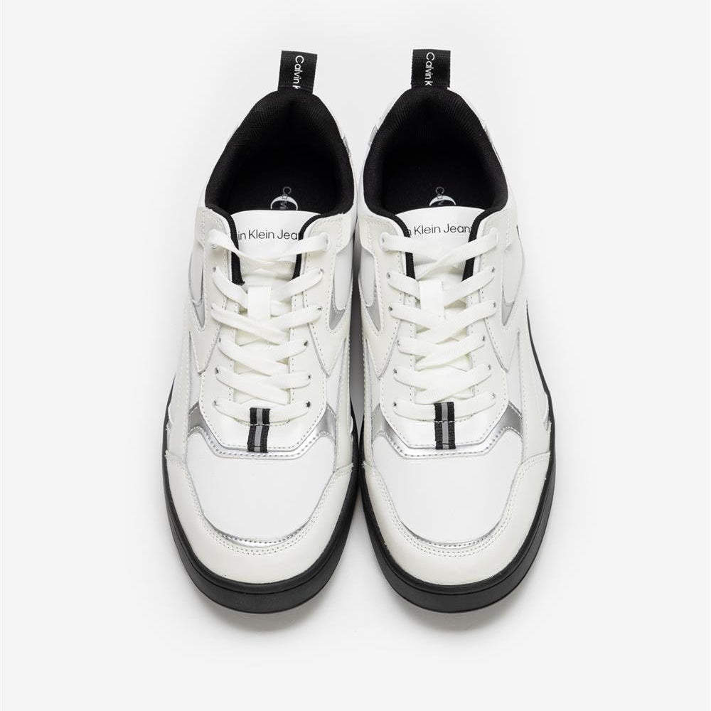 This is a pair of Calvin Klein Jeans Basket Cupsole low-top sneakers _ White