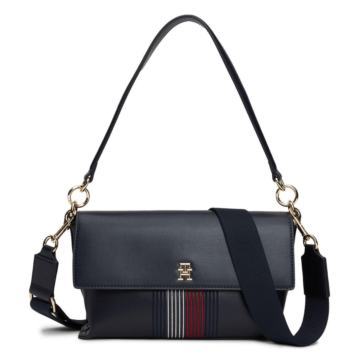 Tommy Hilfiger Signature Stripe Flap Bag – Navy