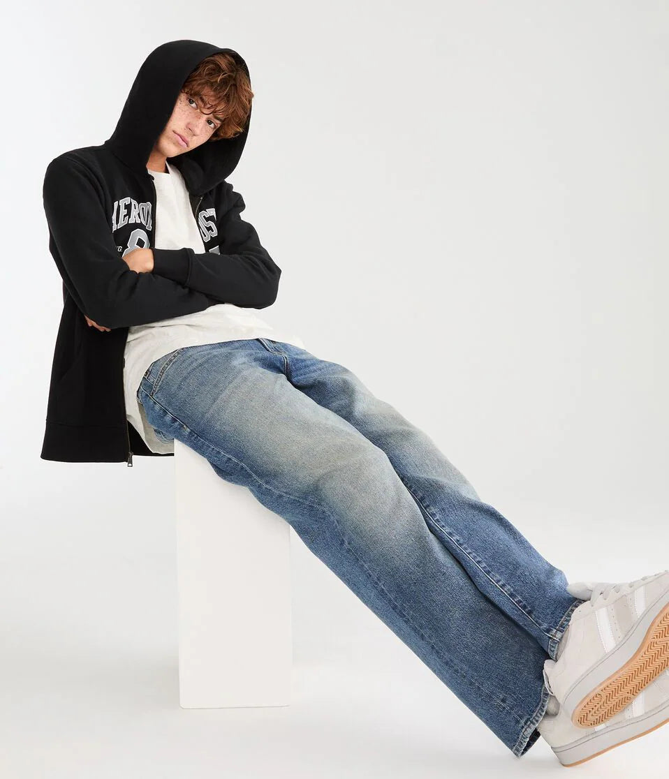 Aéropostale Men’s 87 Zip-Up Hoodie – Black