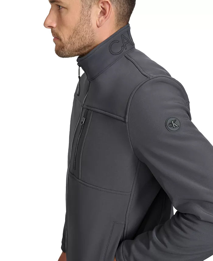 Calvin Klein Men Infinite Stretch Soft Shell Lightweight Water-Repellent Jacket – Dark Grey