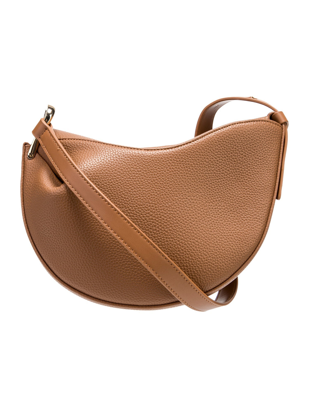 Polène Cognac Textured Leather Shoulder Bag