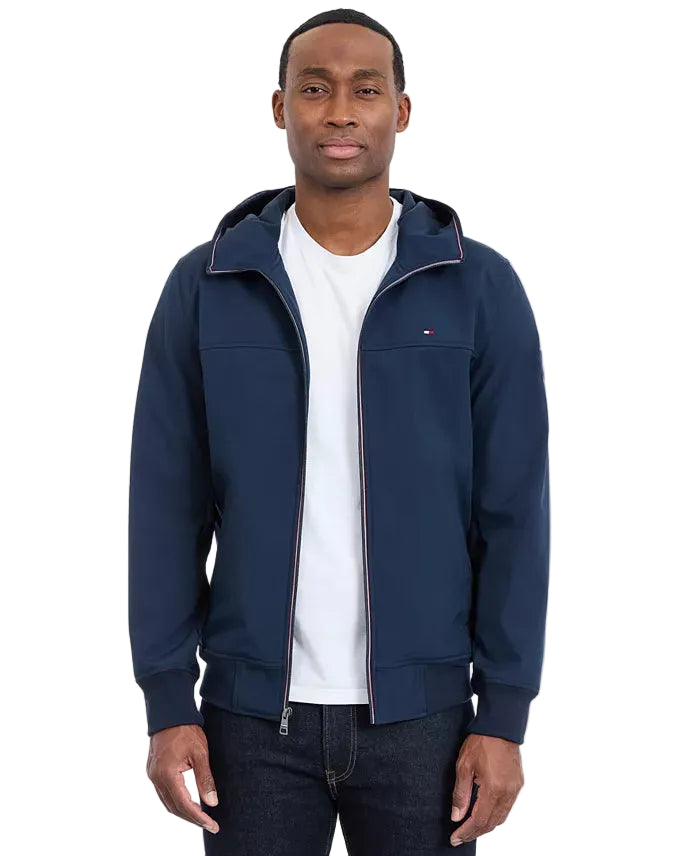 TOMMY HLFIGER Hooded Jacket, Soft, Wind- and Water-Repellent Men jacket _ Navy