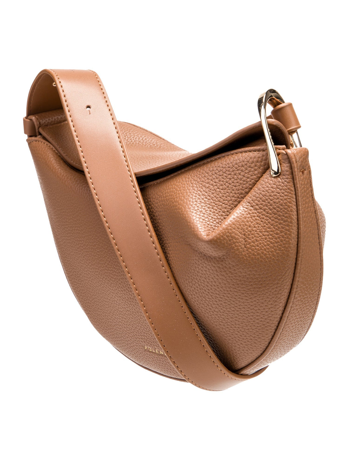 Polène Cognac Textured Leather Shoulder Bag