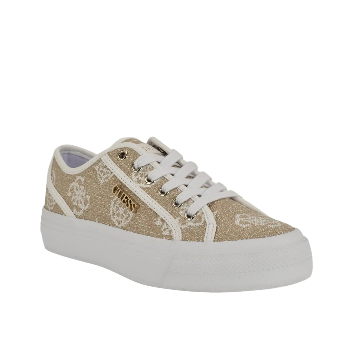 GUESS Women’s Beige Monogram Lace-Up Sneakers