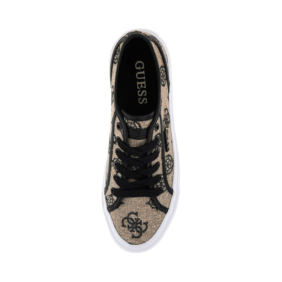 Guess Women’s Beige & Black Monogram Low-Top Sneakers