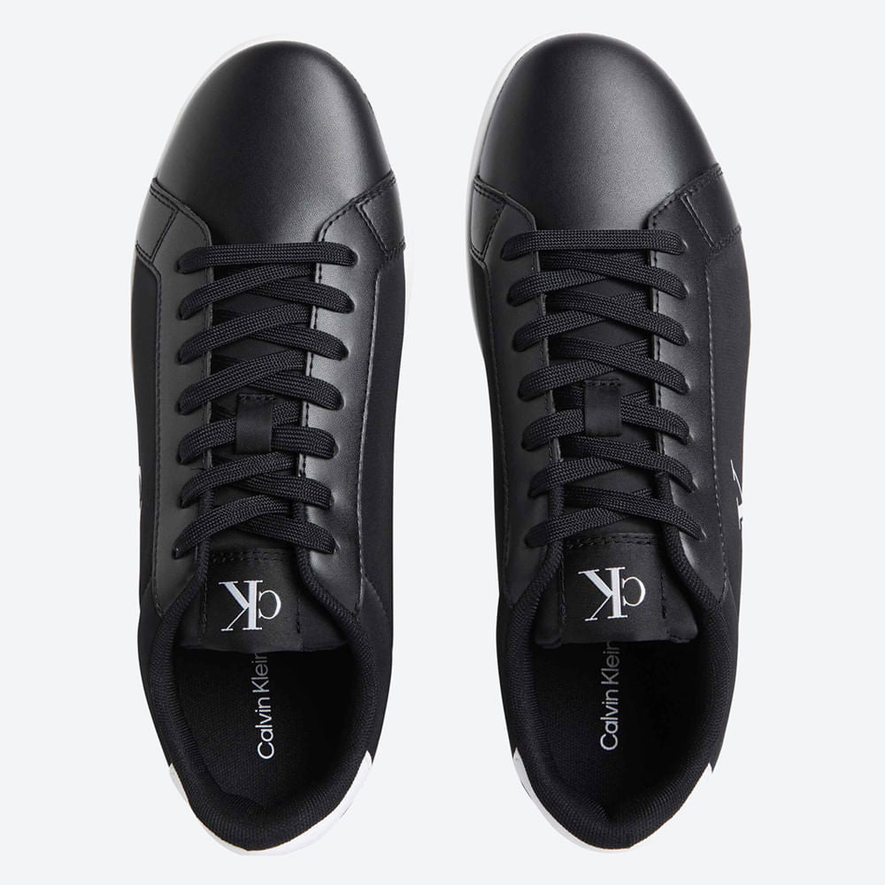 This is a pair of Calvin Klein 3 Cupsole Laceup Pu Mg Ck Black trainers.