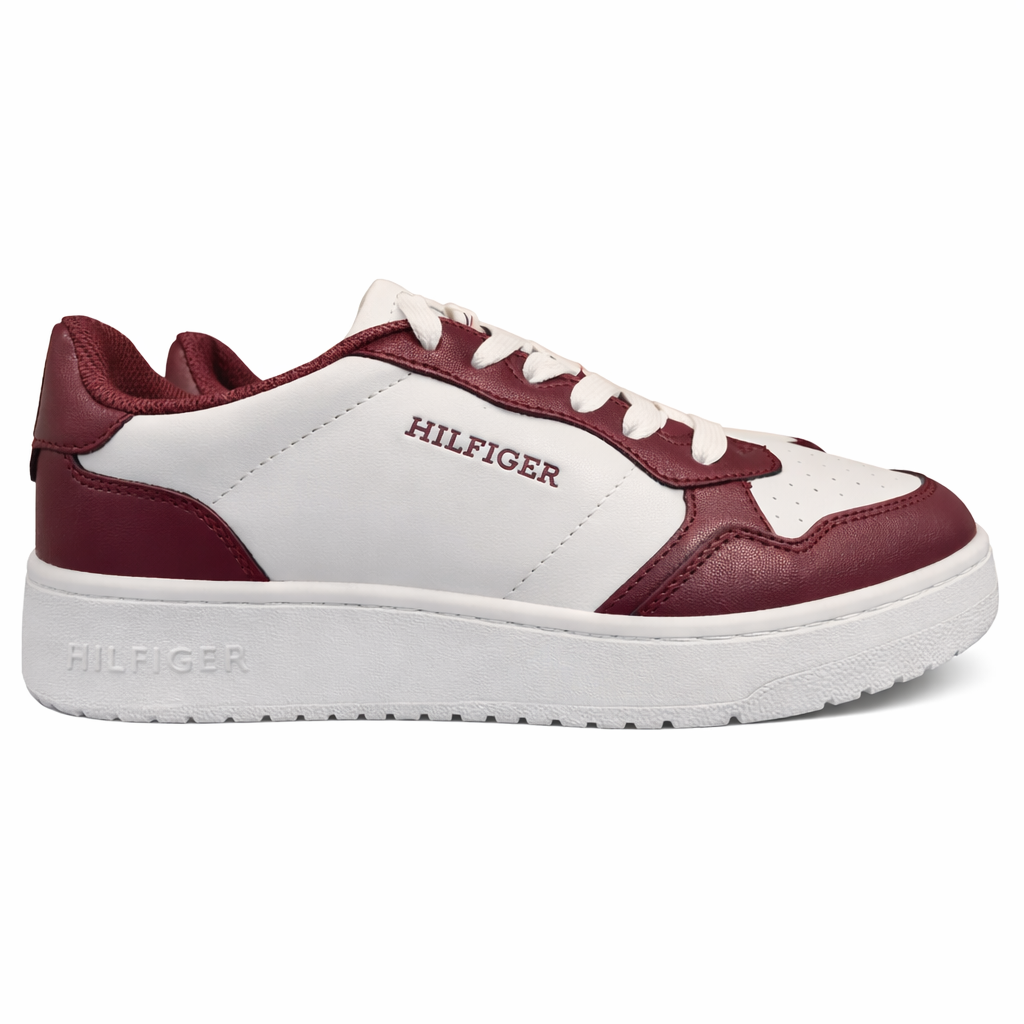 Tommy Hilfiger Men’s Heritage Court Leather Sneaker – White & Chocolate Brown