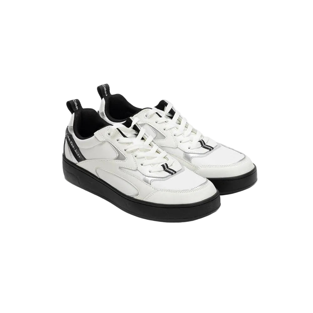 This is a pair of Calvin Klein Jeans Basket Cupsole low-top sneakers _ White