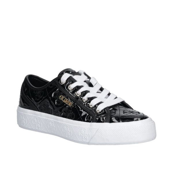 GUESS Women’s Black Patent Monogram Lace-Up Sneakers