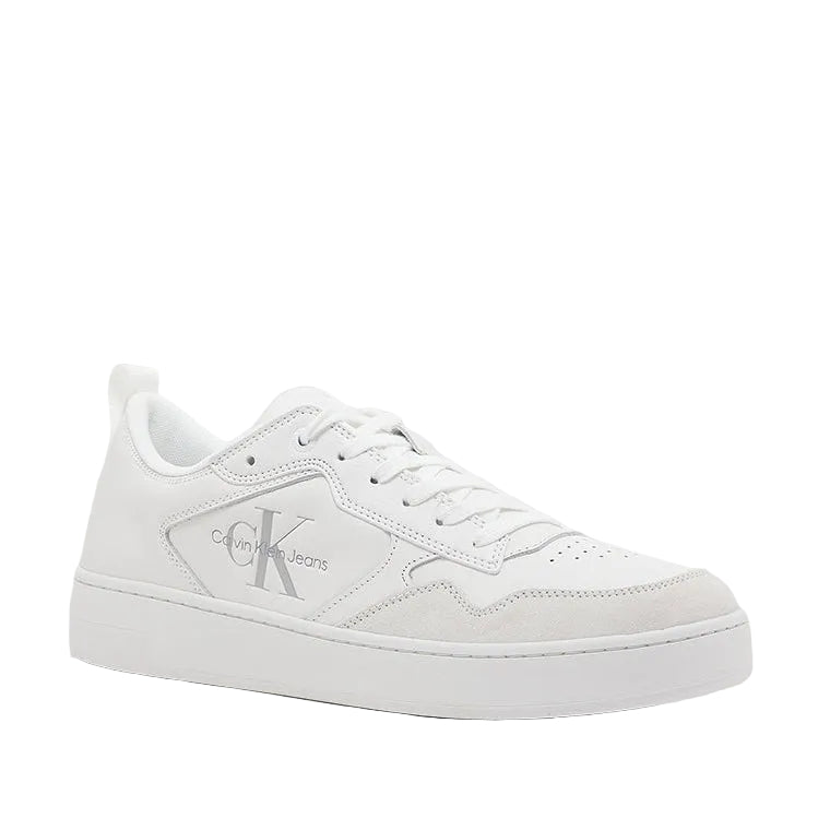 Calvin Klein Jeans Debossed-Logo Leather Trainers _ White