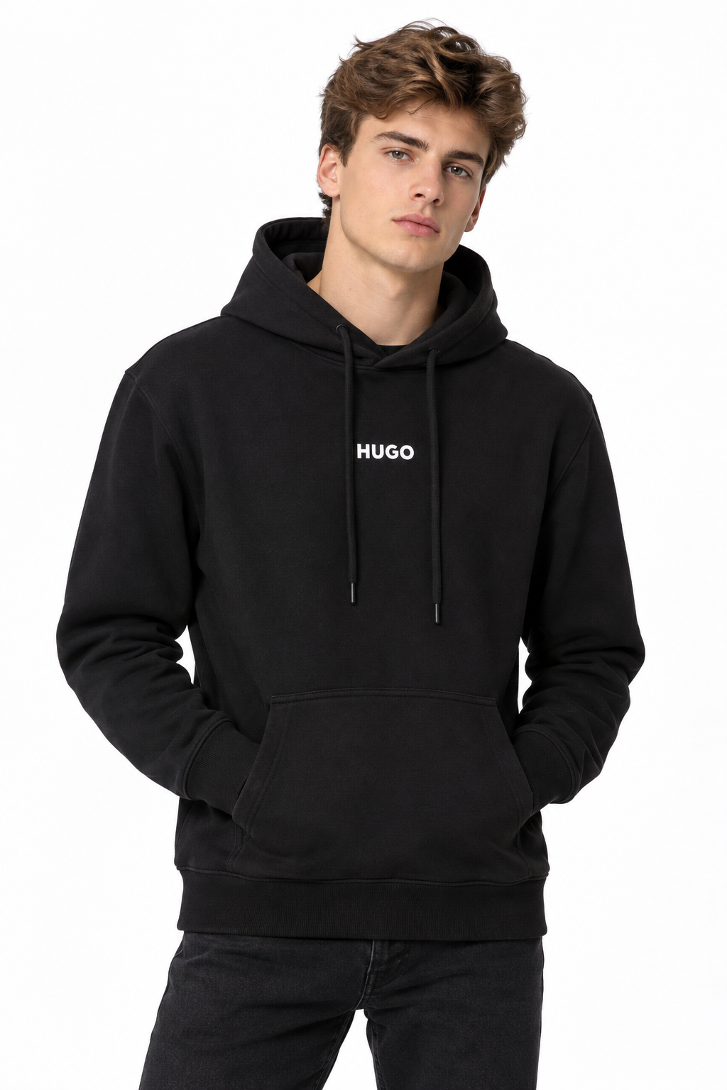 HUGO Hoodie Dapo Logo Print Men _ Black