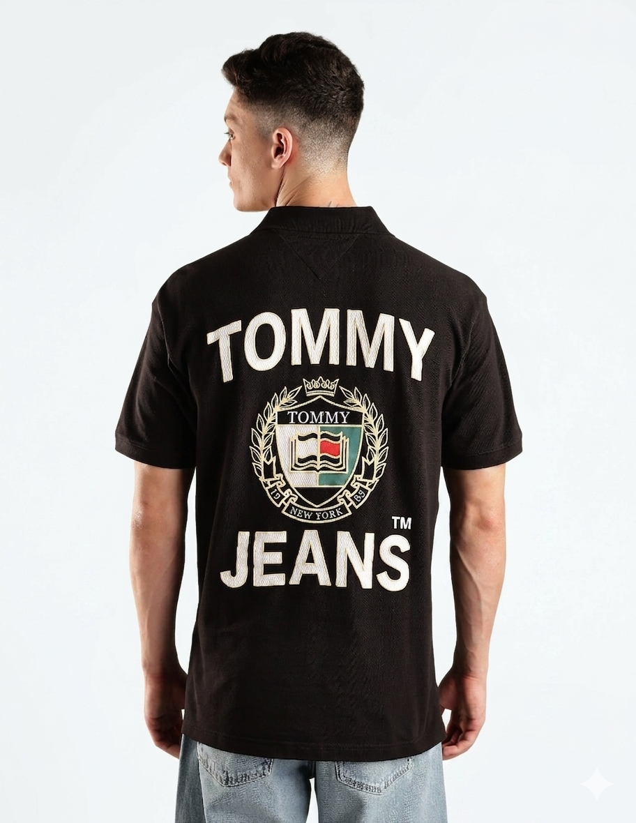 Tommy jeans embroidered logo polo T_shirt