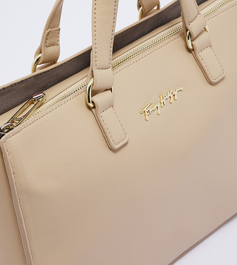 Tommy Hilfiger Structured Satchel for Women – Nude Beige