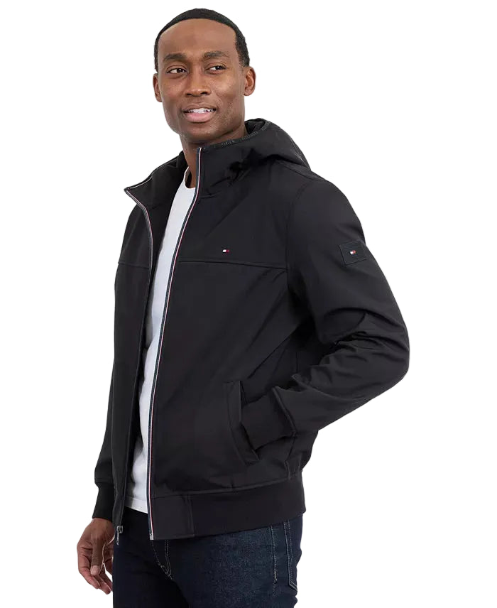 TOMMY HLFIGER Hooded Jacket, Soft, Wind- and Water-Repellent Men jacket _ Black