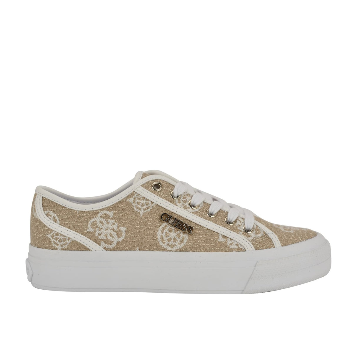GUESS Women’s Beige Monogram Lace-Up Sneakers