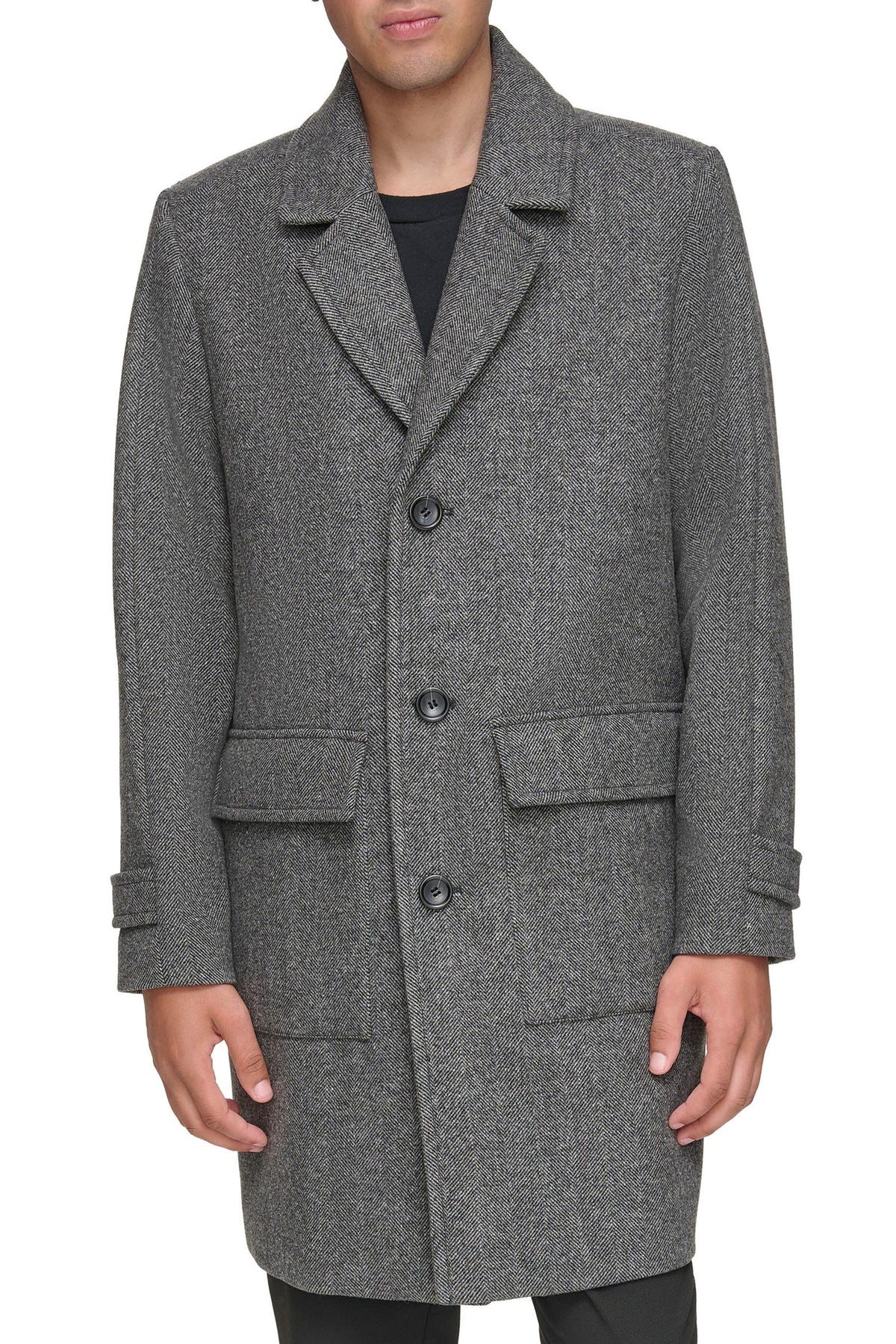 Andrew Marc Wexford Textured Herringbone Men Coat _ Grey