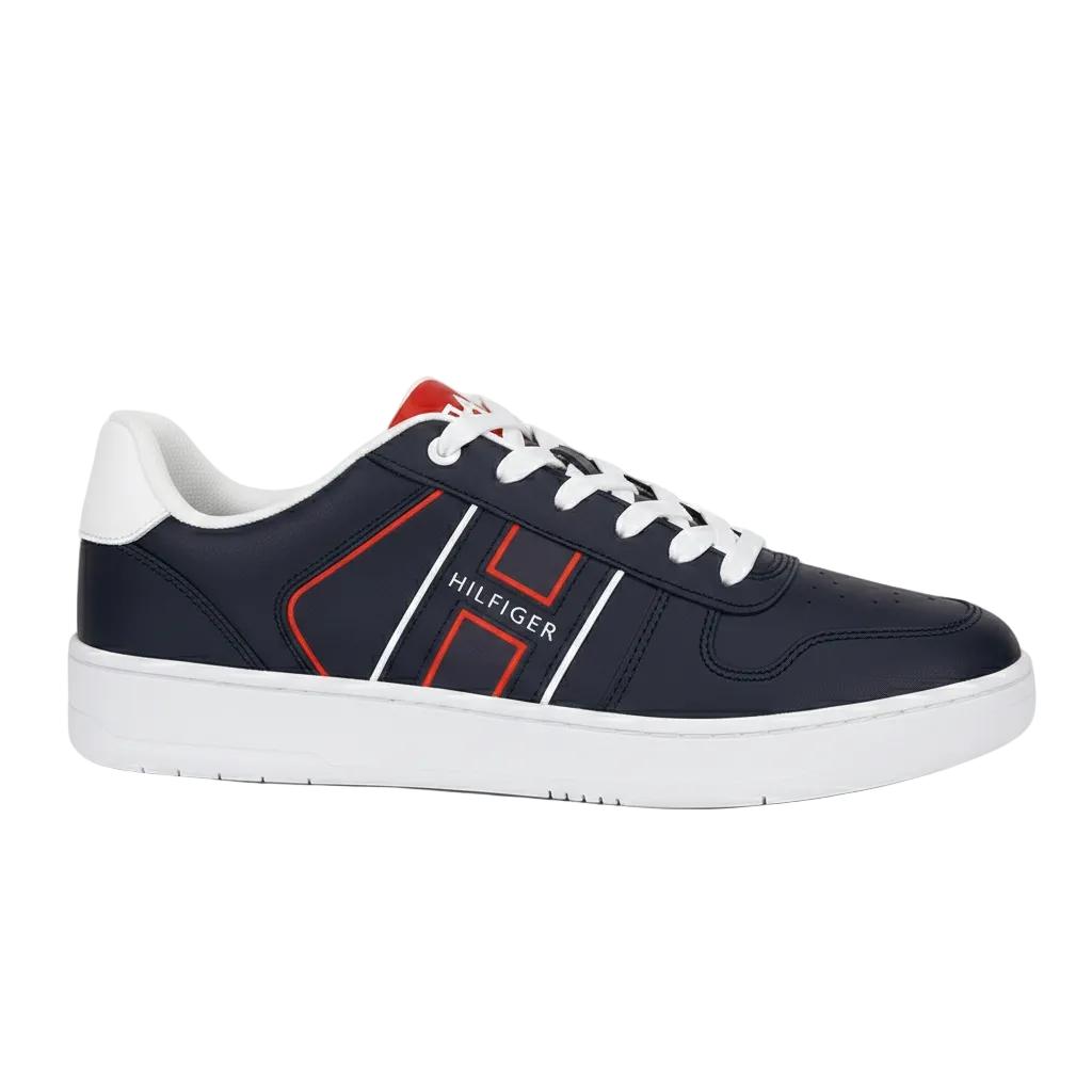 Tommy Hilfiger Navy Sneakers with Red & White Accents – Classic Heritage Style