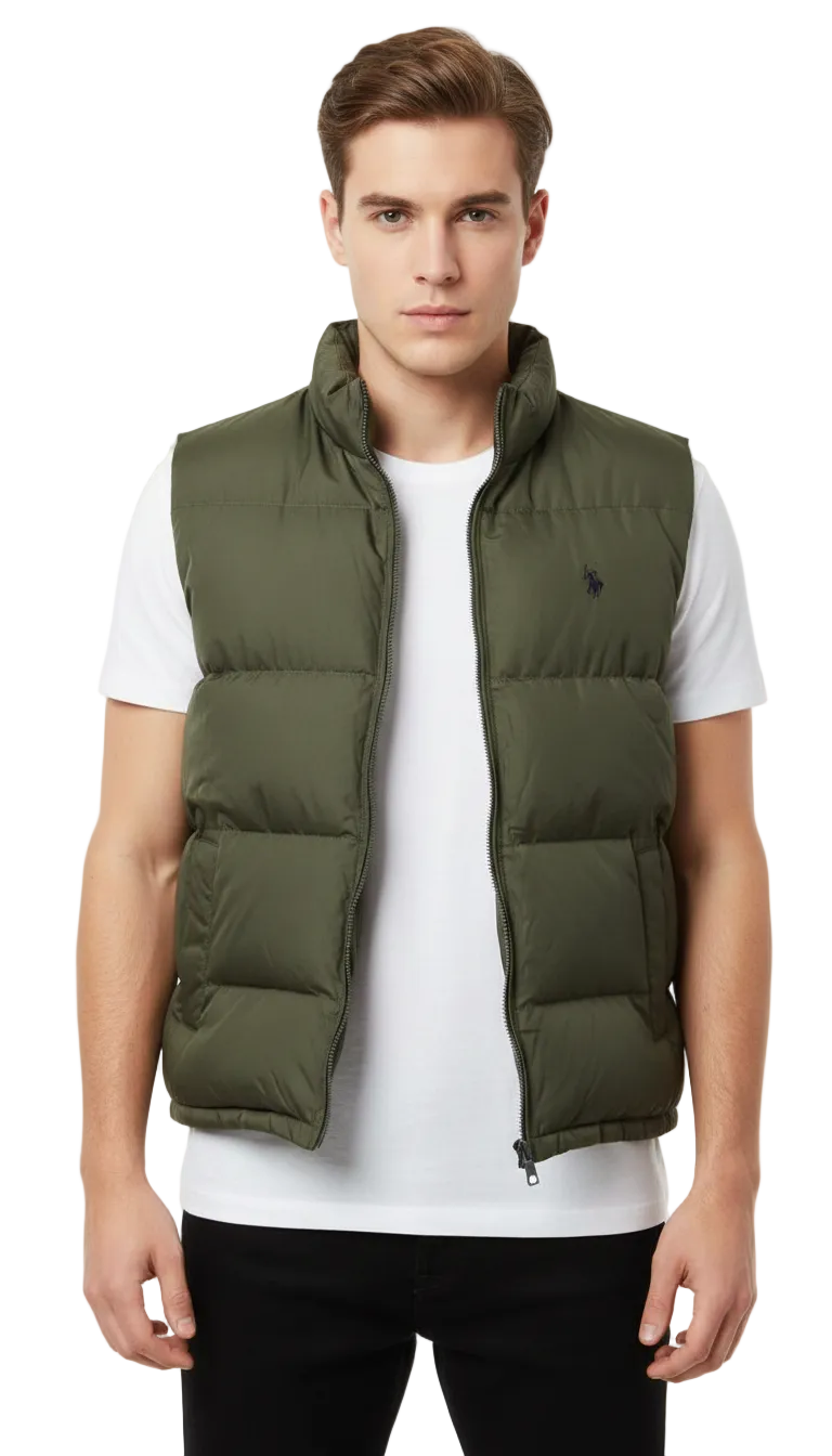 U.S POLO Olive QUILTED Men's VEST