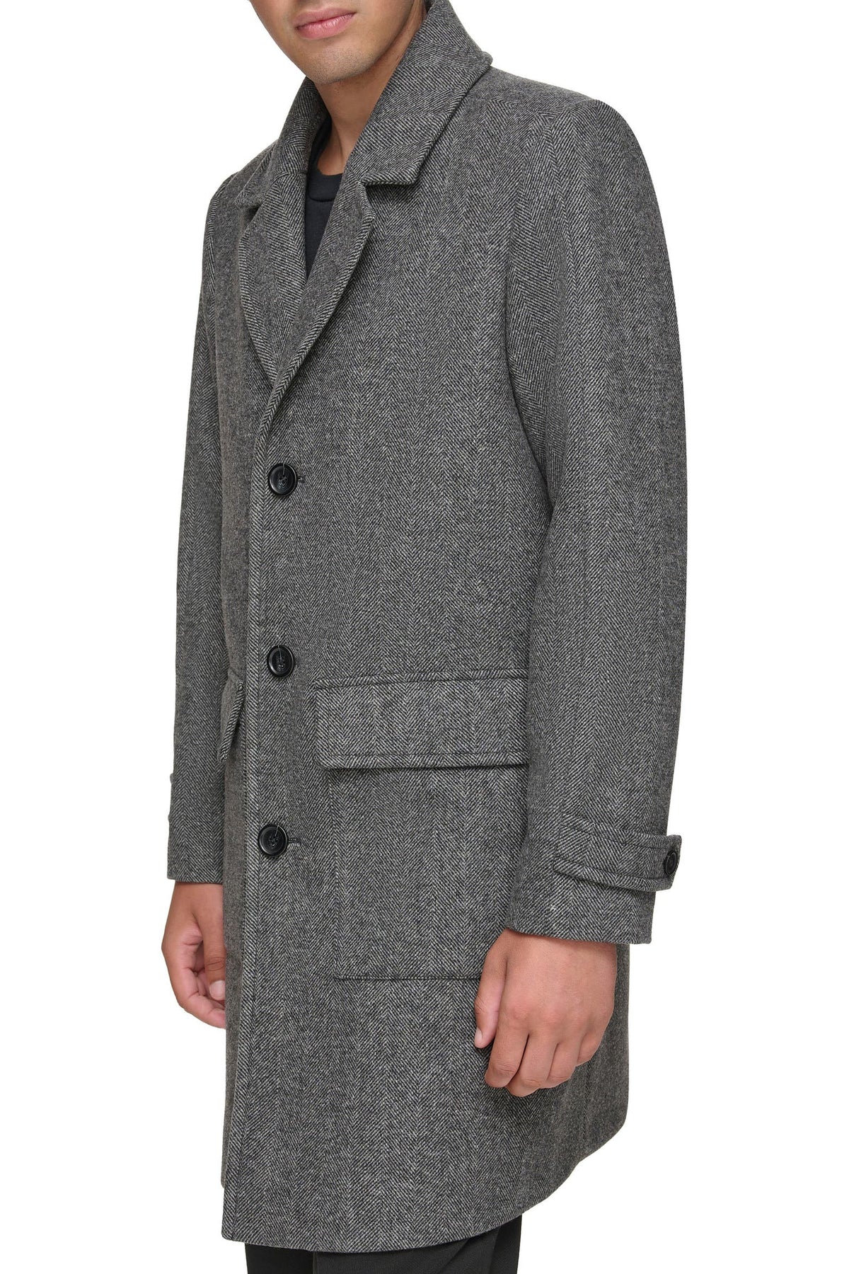 Andrew Marc Wexford Textured Herringbone Men Coat _ Grey