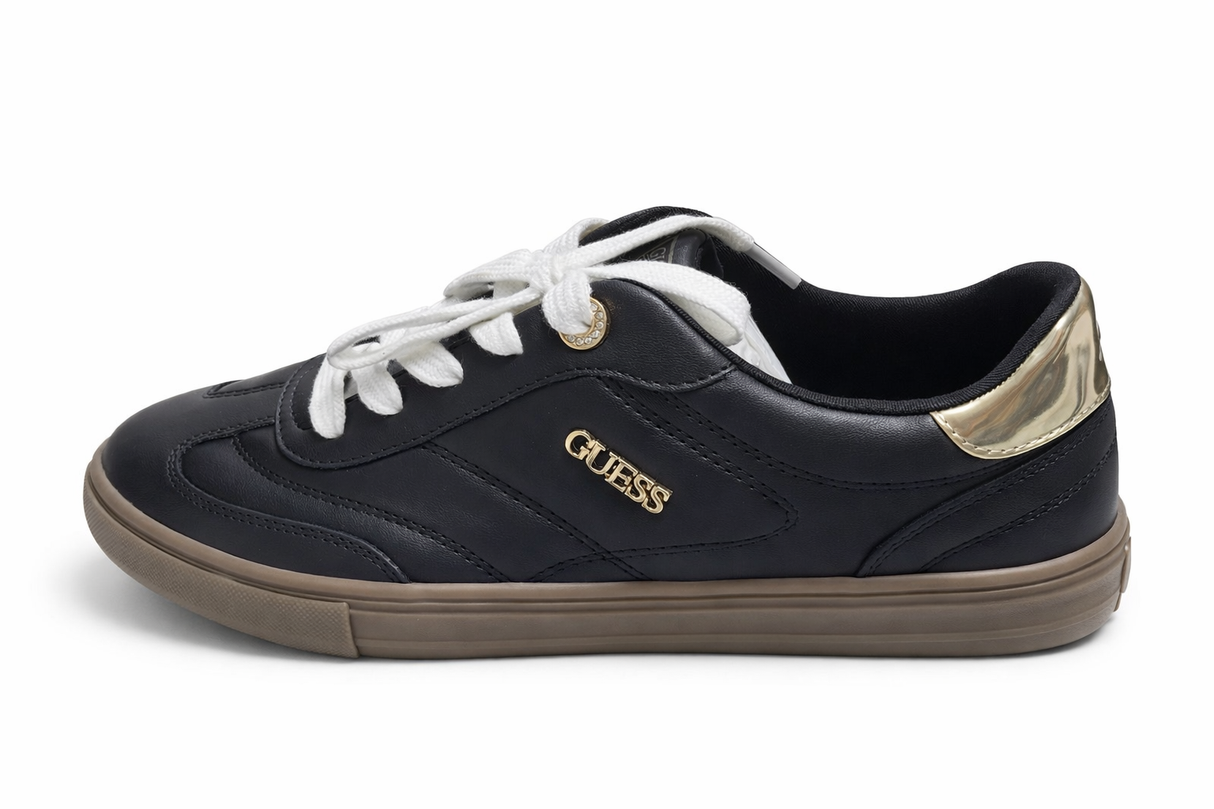 black casual sneakers are from Guess Women