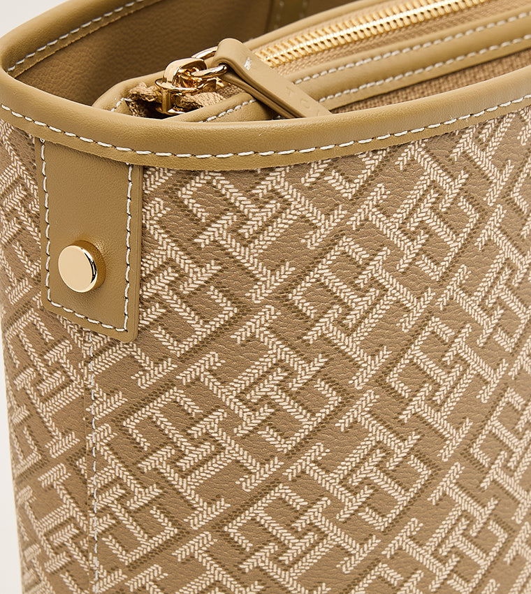 Tommy Monogram Patterned Leather Tote Bag
