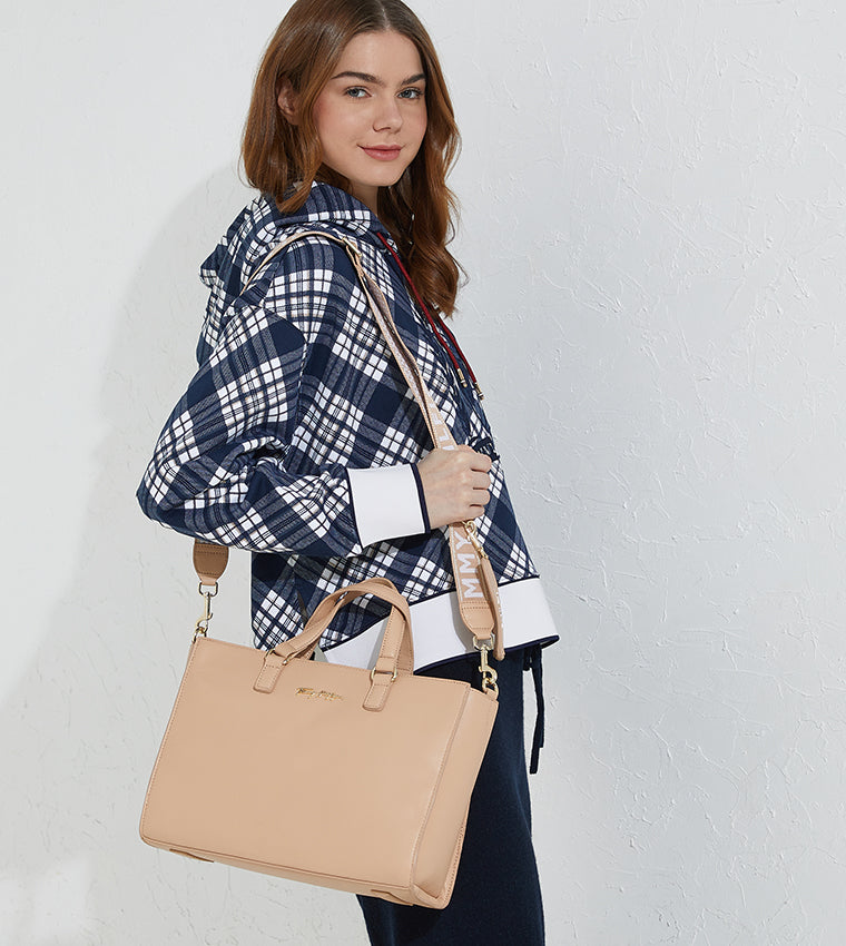 Tommy Hilfiger Structured Satchel for Women – Nude Beige