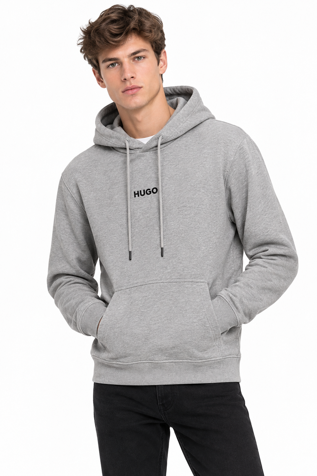 HUGO Dapo Logo Hoodie Logo Print Men _ Grey