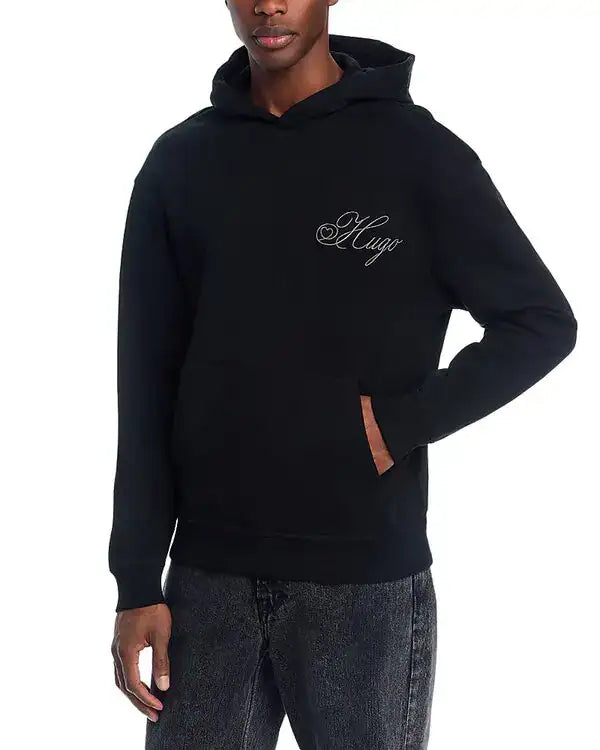 HUGO Hoodie DALENTO Logo Print Men _ Black