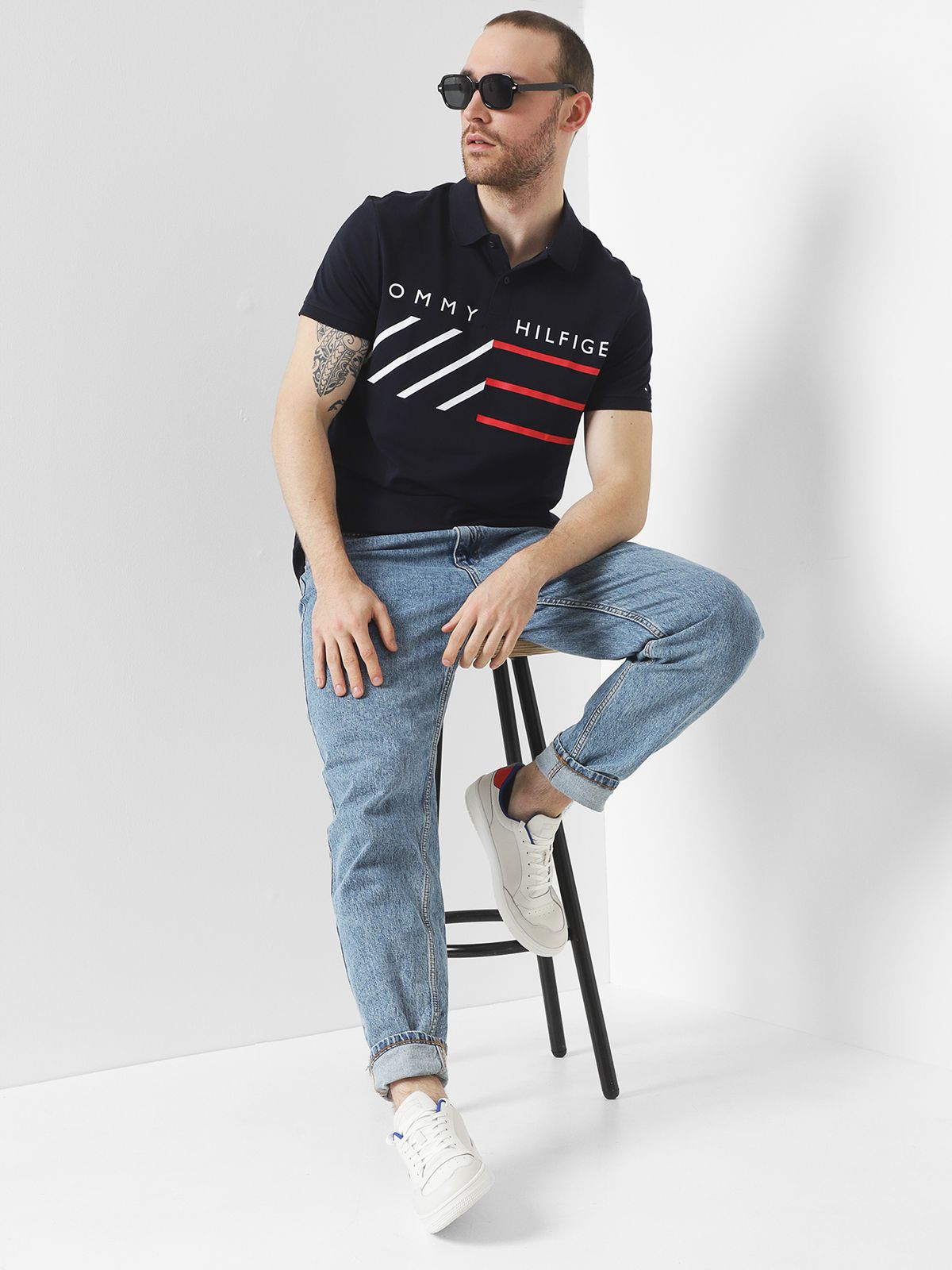 Tommy Hilfiger Navy Graphic Polo Shirt