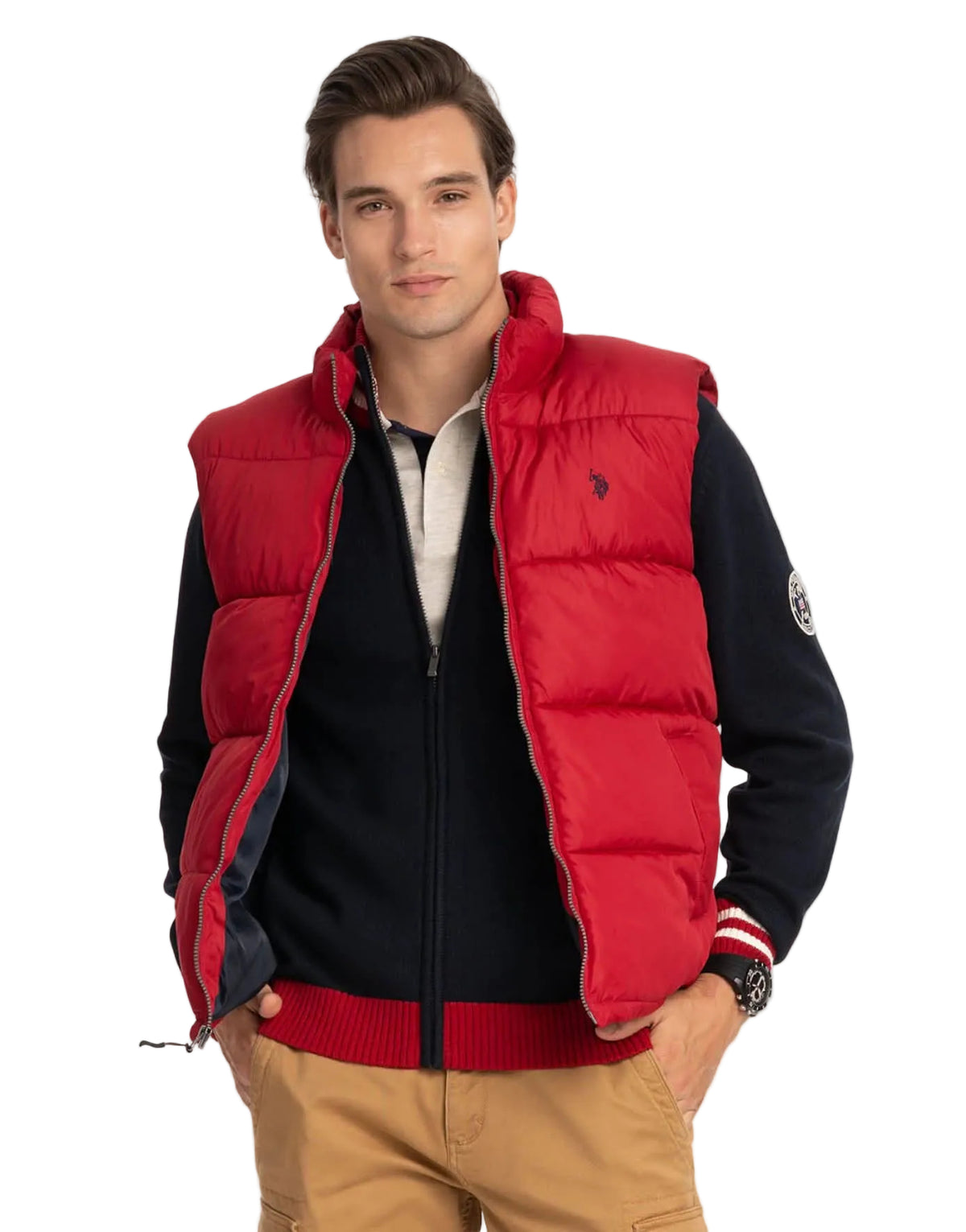 U.S POLO Red QUILTED Men's VEST