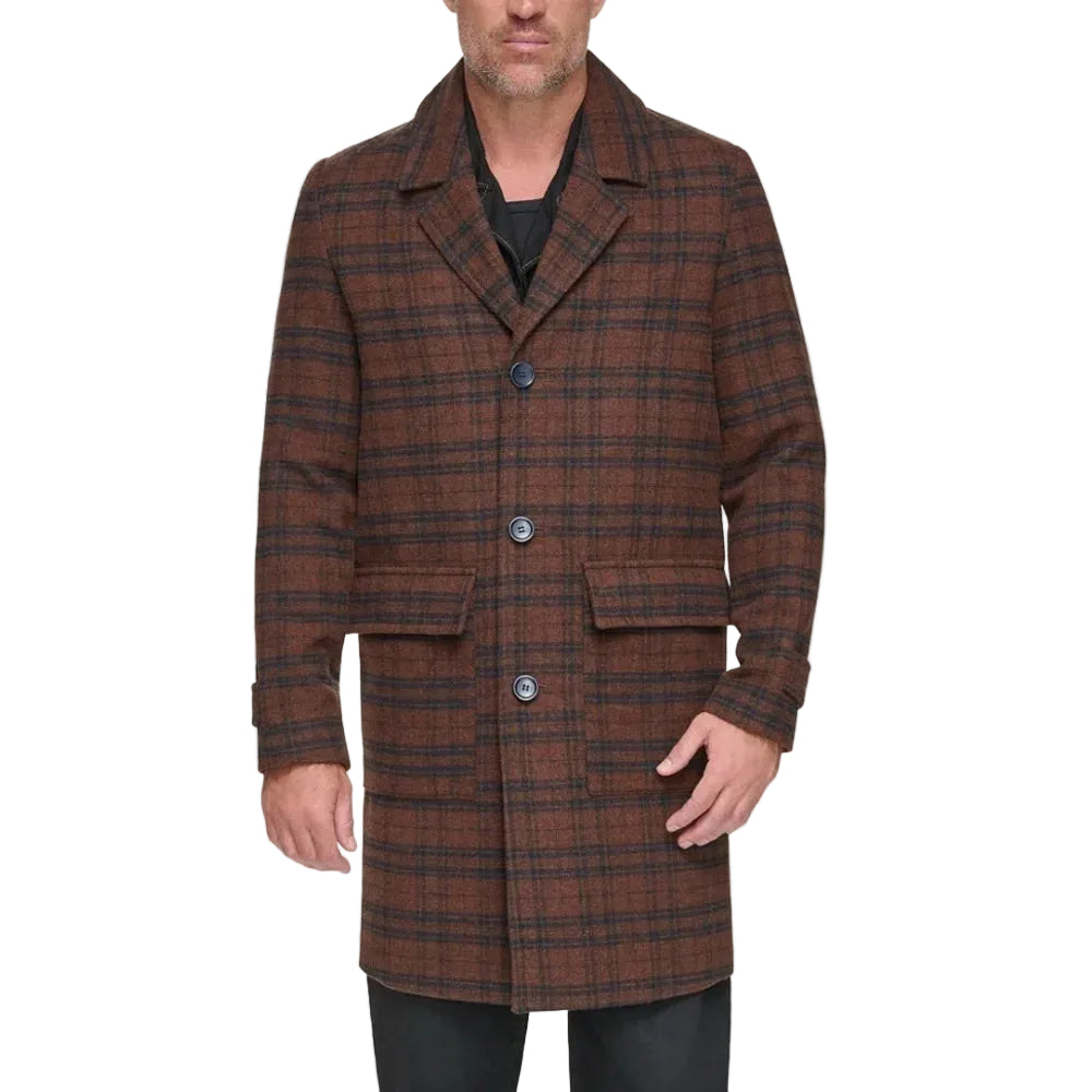 Andrew Marc Bexer Plaid Button Front Topper Men Coat _ Multicolor