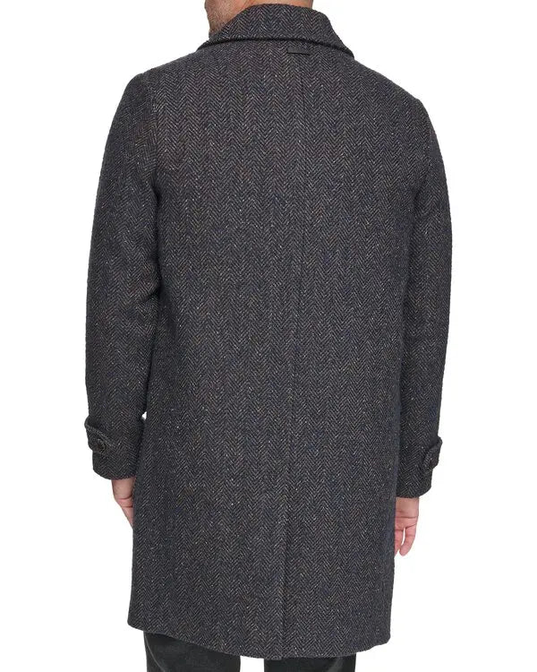 Andrew Marc Wexford Textured Herringbone Men Coat _ Navy*Brown