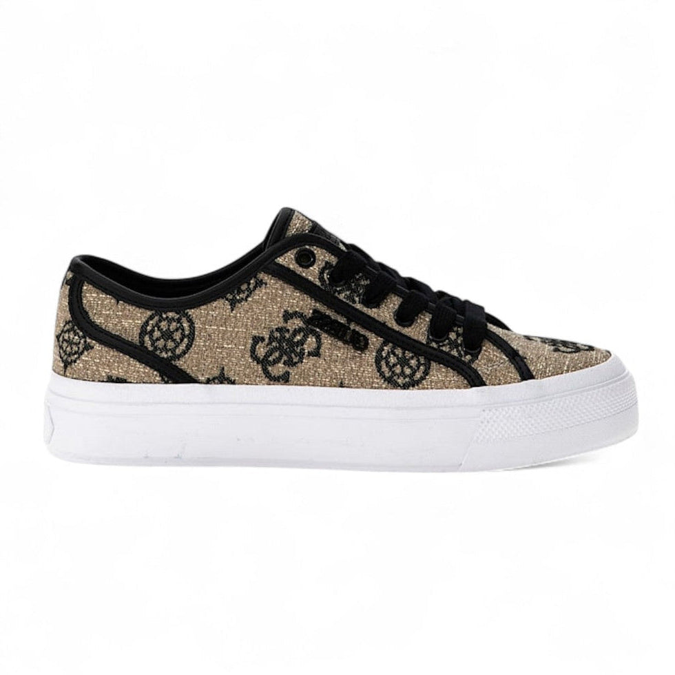 Guess Women’s Beige & Black Monogram Low-Top Sneakers