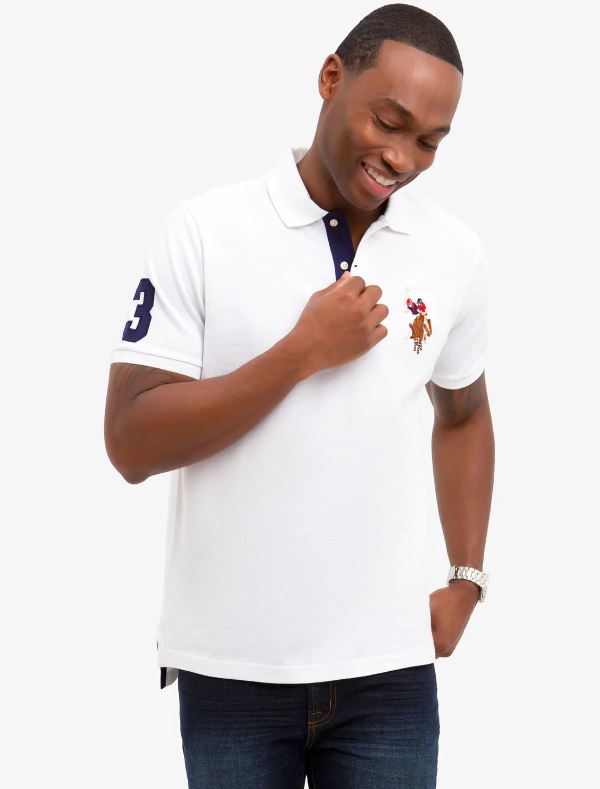 U.S POLO ASSN Multi Color Logo Solid Pique Men T-Shirt