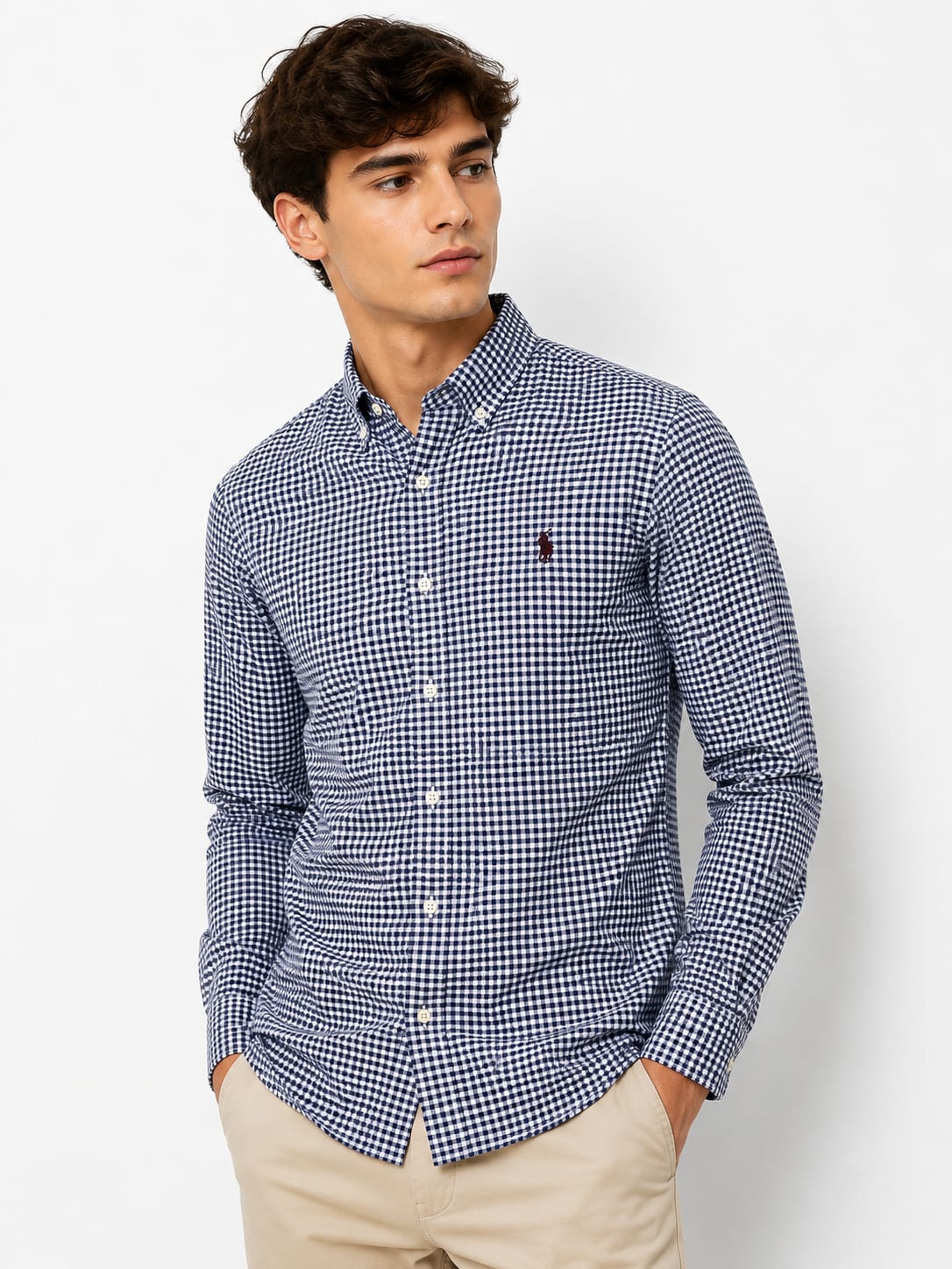 u.s polo lightweight cotton long sleeve collar shirt