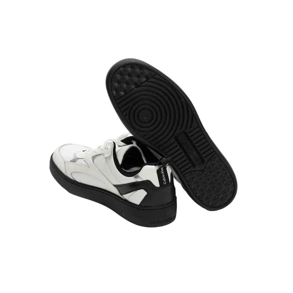 This is a pair of Calvin Klein Jeans Basket Cupsole low-top sneakers _ White