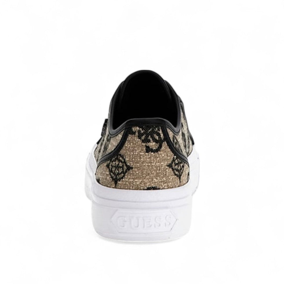 Guess Women’s Beige & Black Monogram Low-Top Sneakers