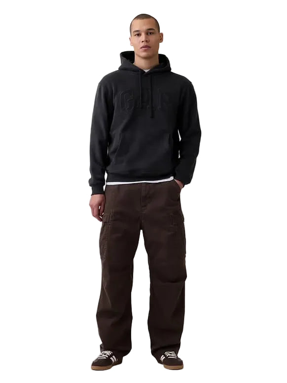 GAP Men’s VintageSoft Arch Logo Hoodie – Black Moonlight