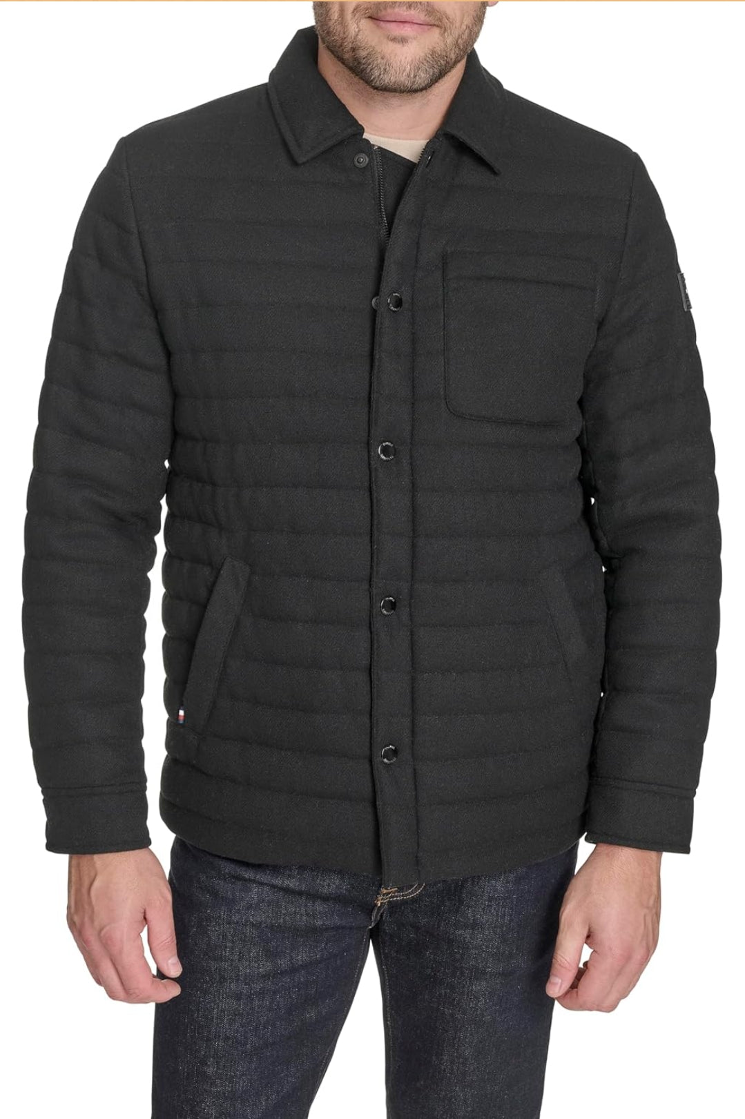 TOMMY HILFIGER Quilted Wool Blend Men jacket _ Black
