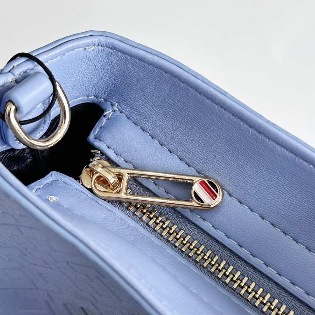Tommy Hilfiger Women’s Light Blue Embossed Monogram Tote Bag