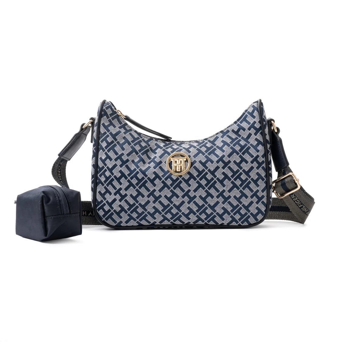Tommy Hilfiger Riley All Over Monogram Baguette Bag - NVY