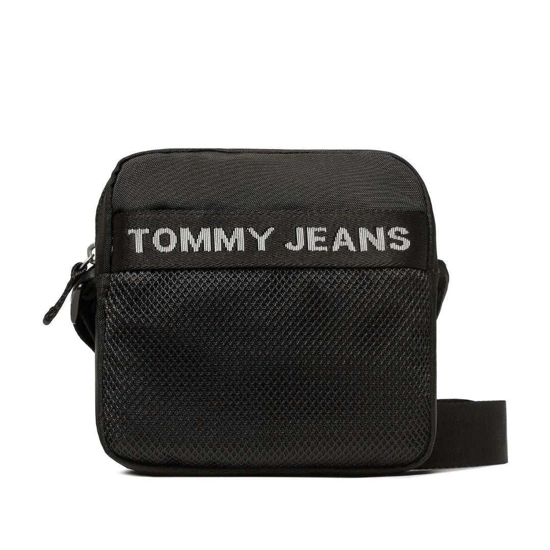 Tommy Jeans Men’s Black Compact Mesh-Front Shoulder Bag